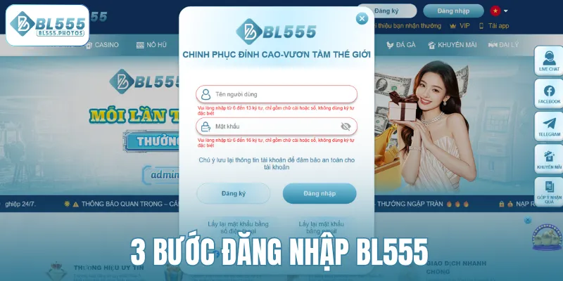 3 bước đăng nhập BL555