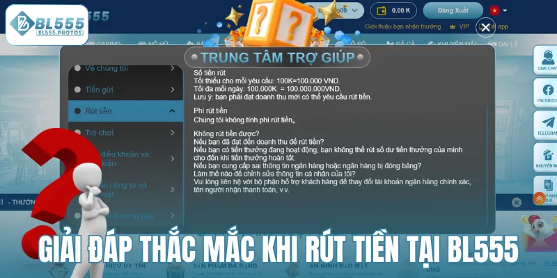 Giải đáp thắc mắc khi rút tiền tại BL555