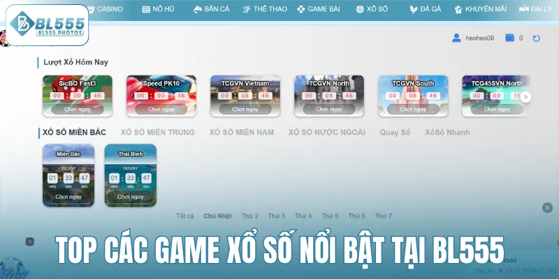 Top các game xổ số nổi bật tại BL555